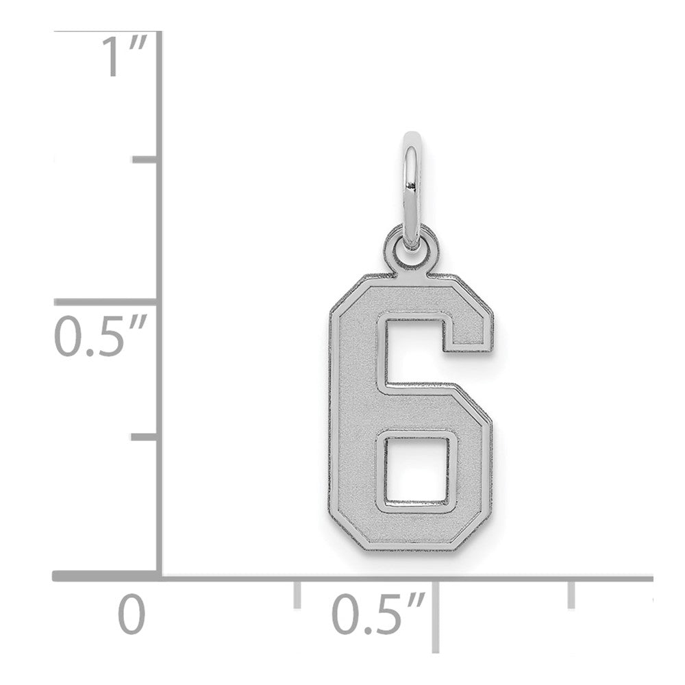 Sterling Silver/Rhodium-plated Satin Number 6 Charm