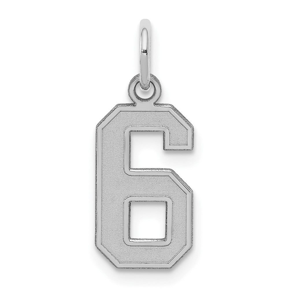 Sterling Silver/Rhodium-plated Satin Number 6 Charm