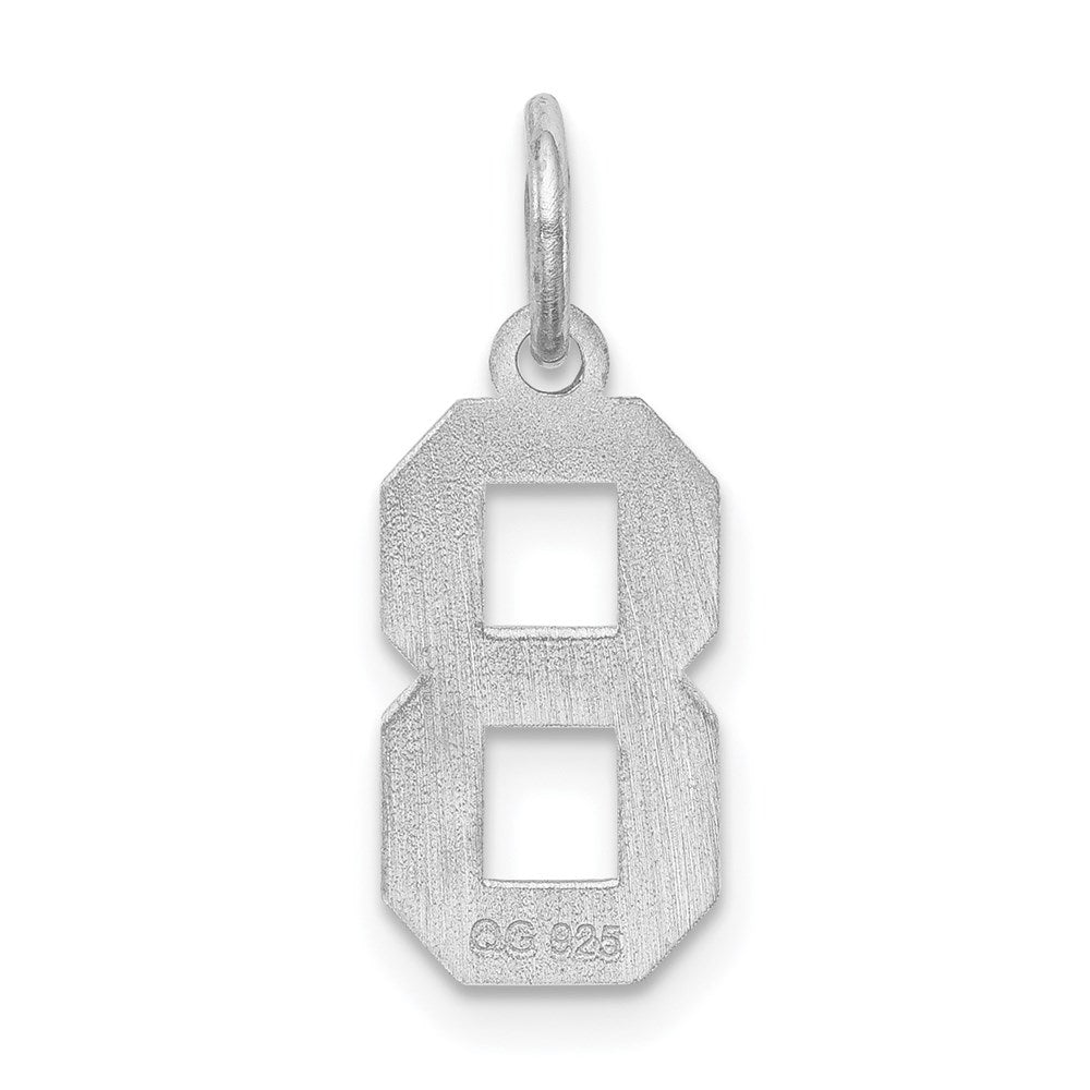 Sterling Silver/Rhodium-plated Satin Number 8 Charm