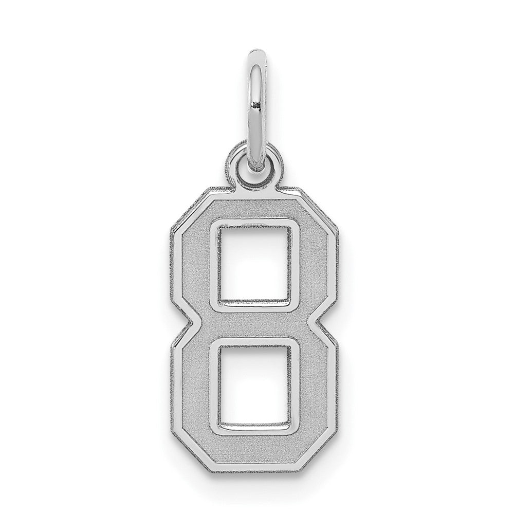 Sterling Silver/Rhodium-plated Satin Number 8 Charm