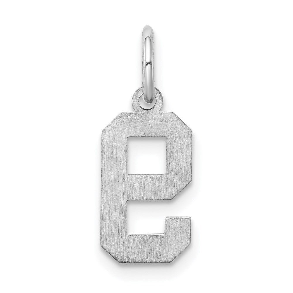 Sterling Silver/Rhodium-plated Satin Number 9 Charm