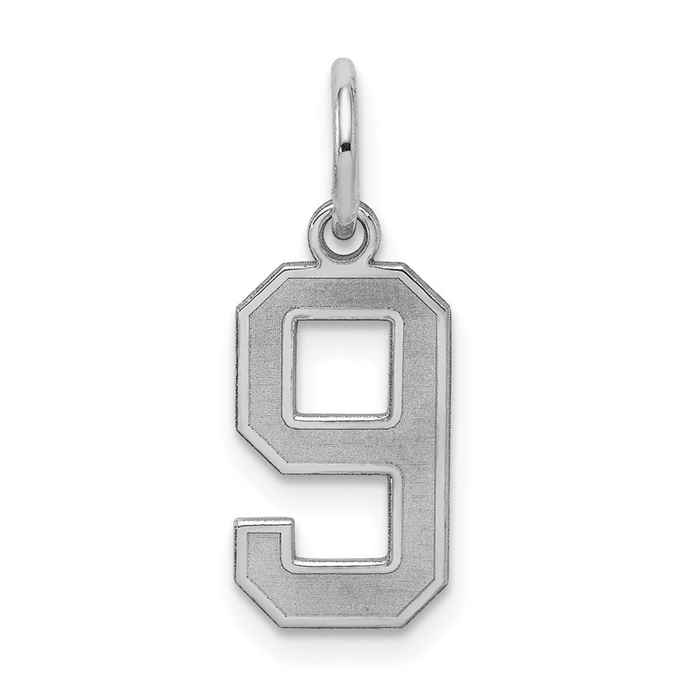 Sterling Silver/Rhodium-plated Satin Number 9 Charm