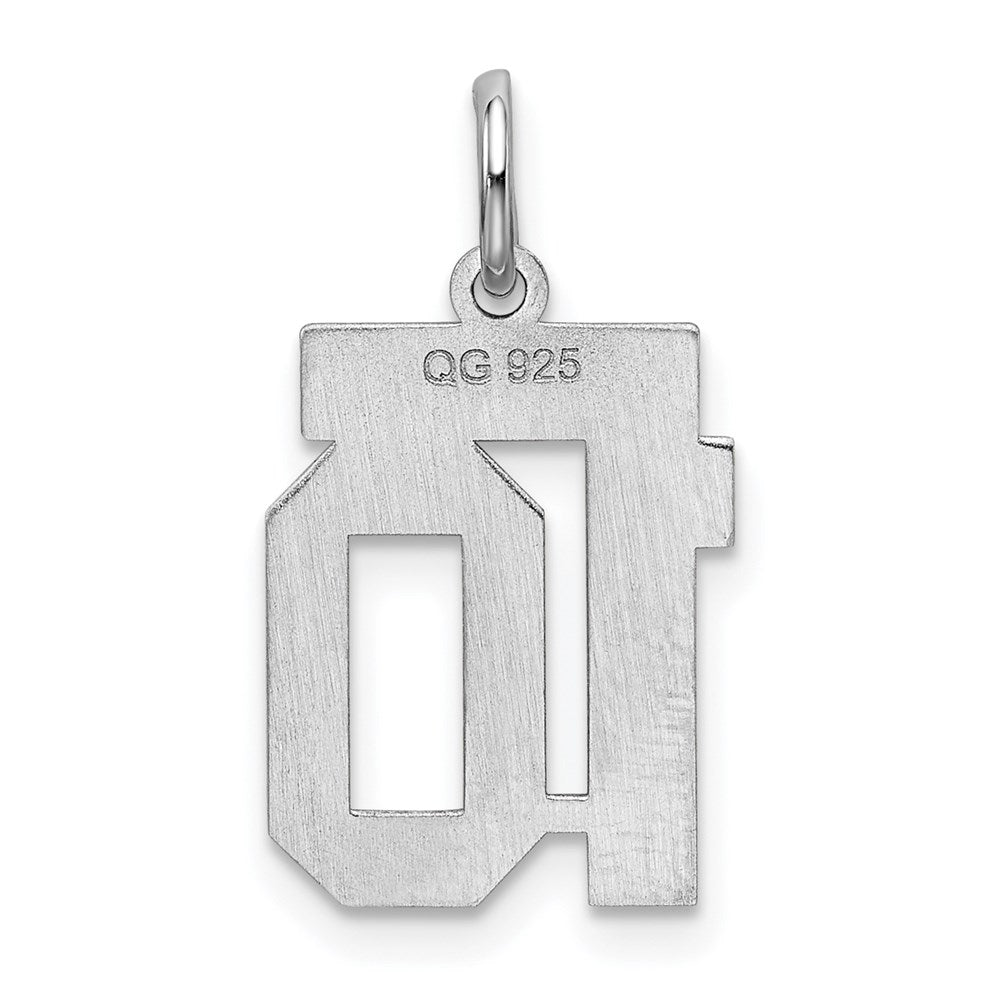 Sterling Silver/Rhodium-plated Satin Number 10 Charm