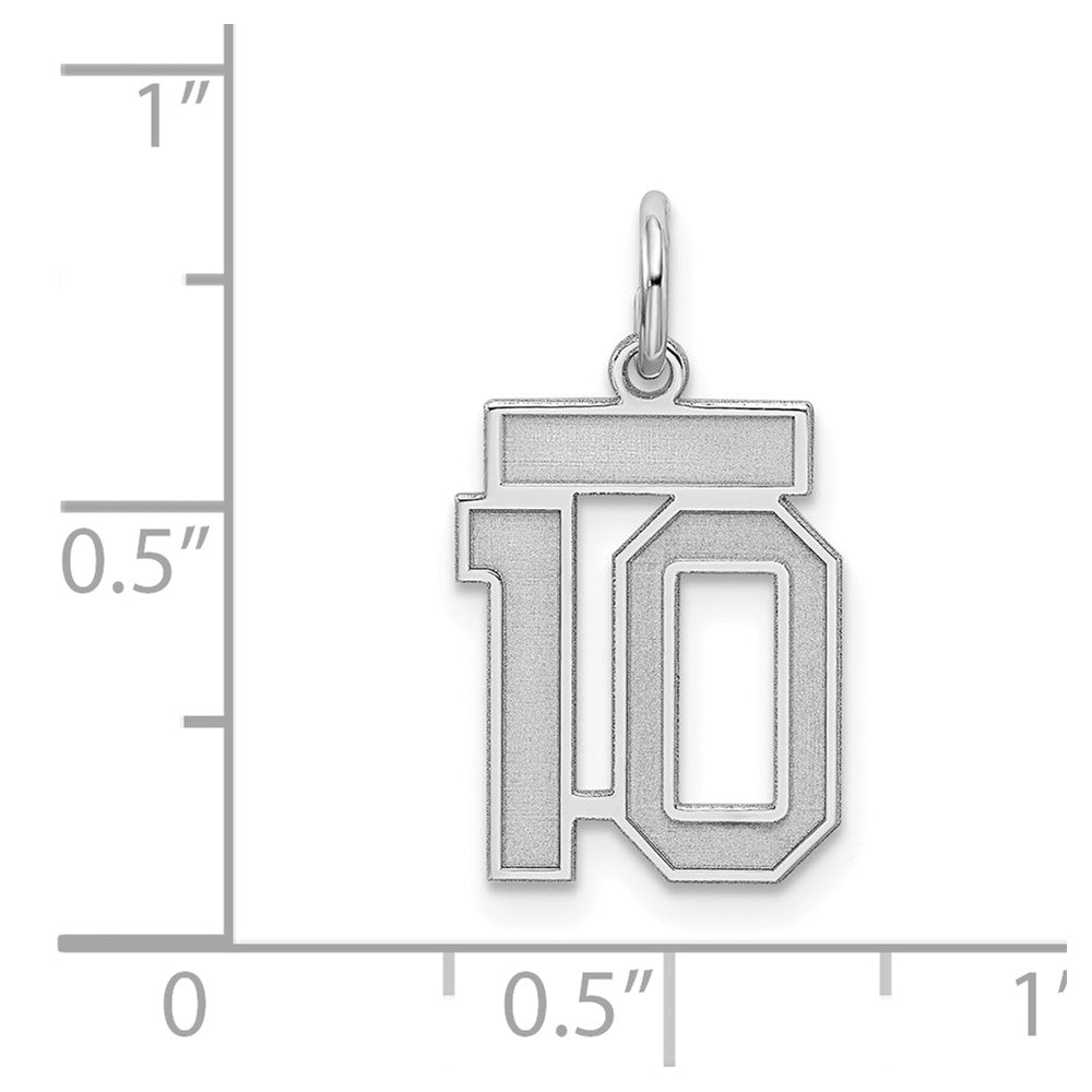 Sterling Silver/Rhodium-plated Satin Number 10 Charm