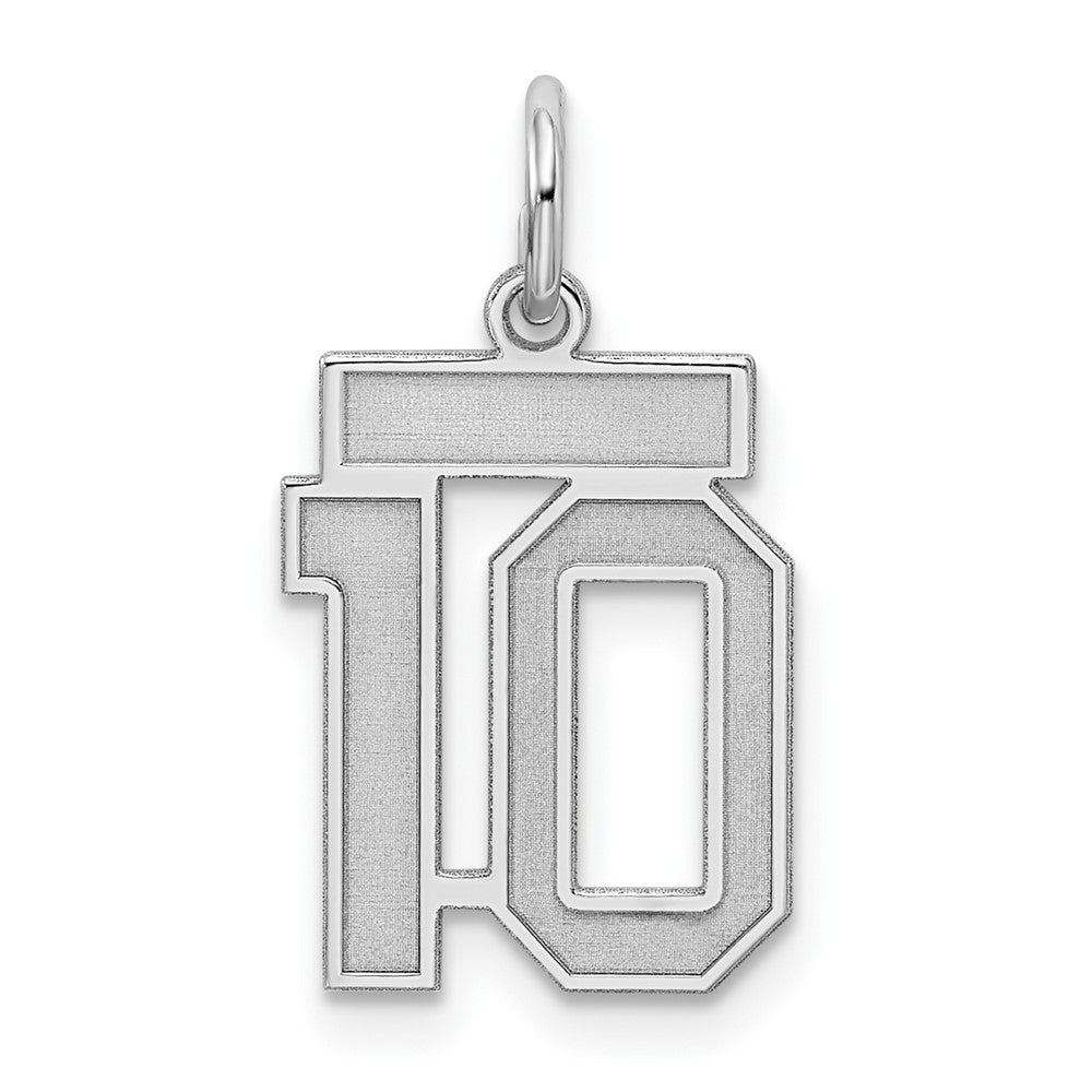 Sterling Silver/Rhodium-plated Satin Number 10 Charm