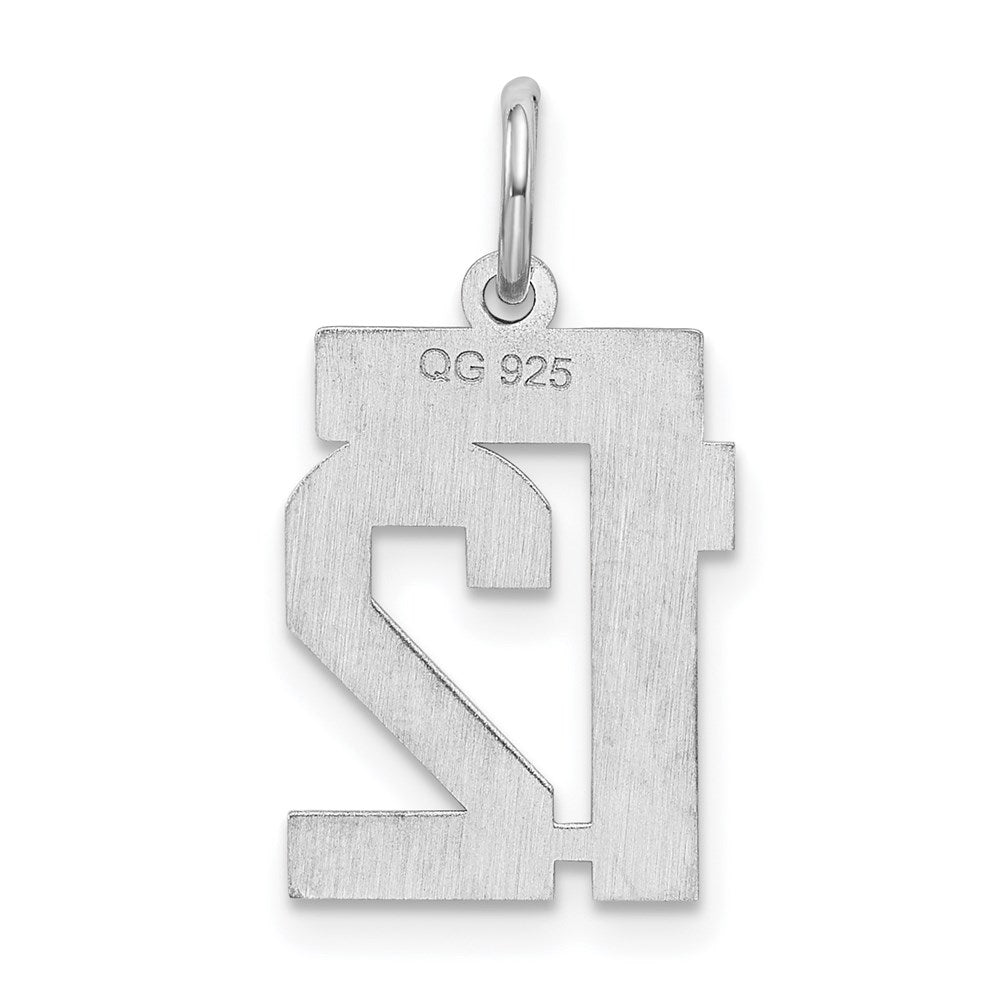 Sterling Silver/Rhodium-plated Satin Number 12 Charm