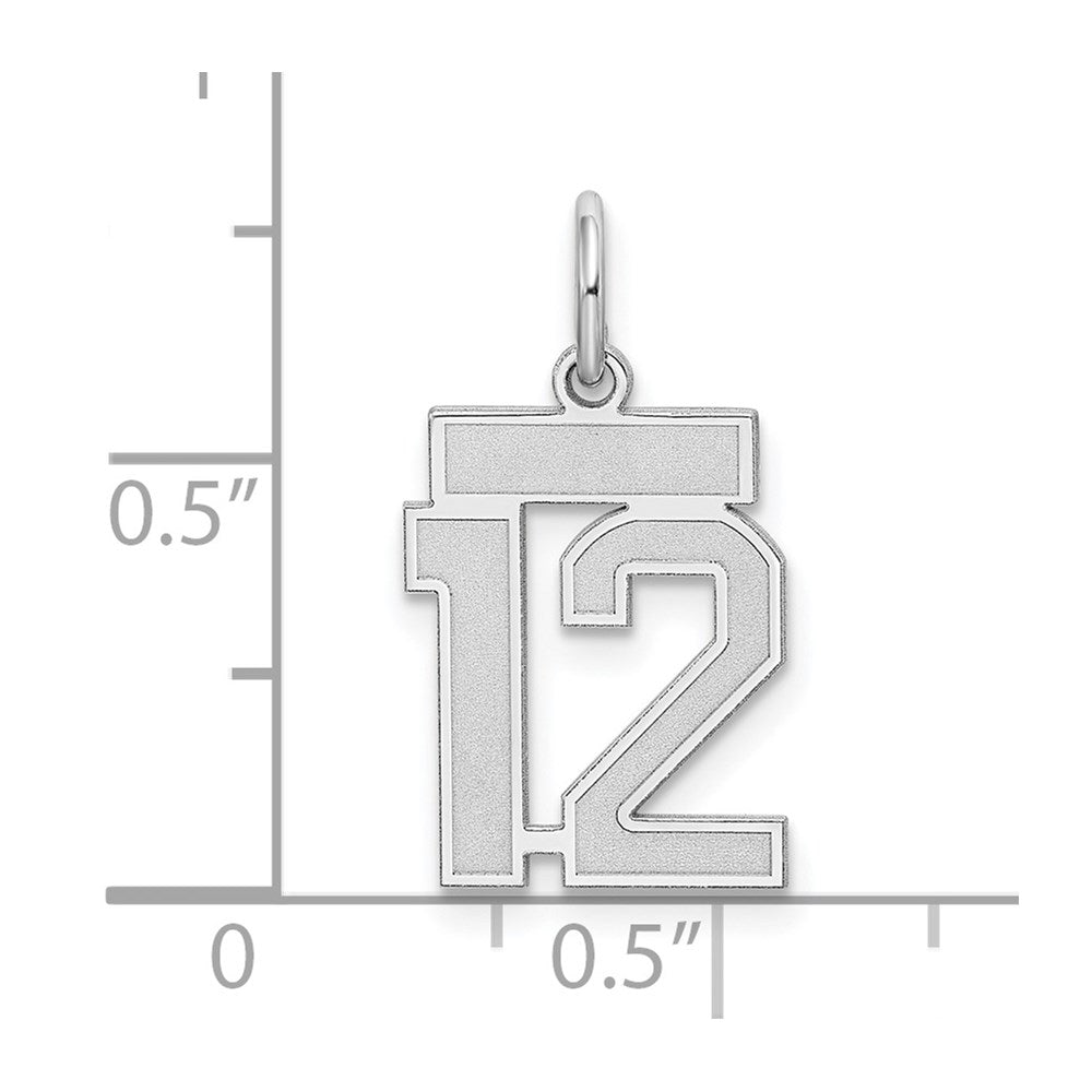 Sterling Silver/Rhodium-plated Satin Number 12 Charm