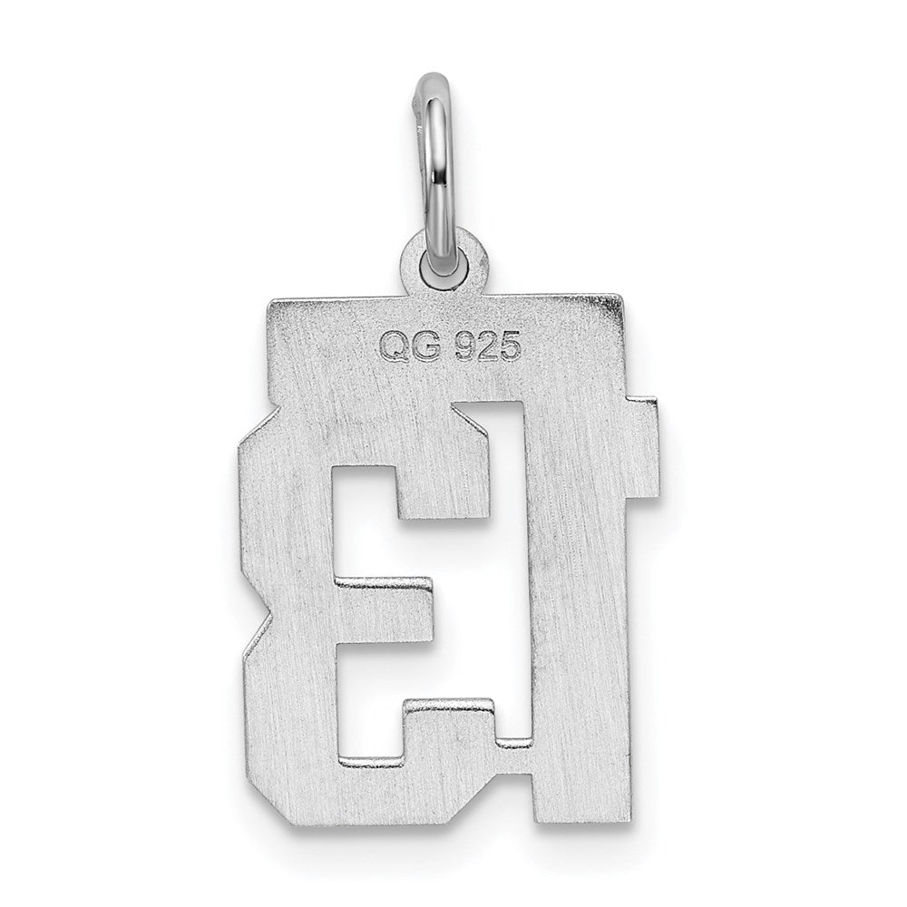 Sterling Silver/Rhodium-plated Satin Number 13 Charm