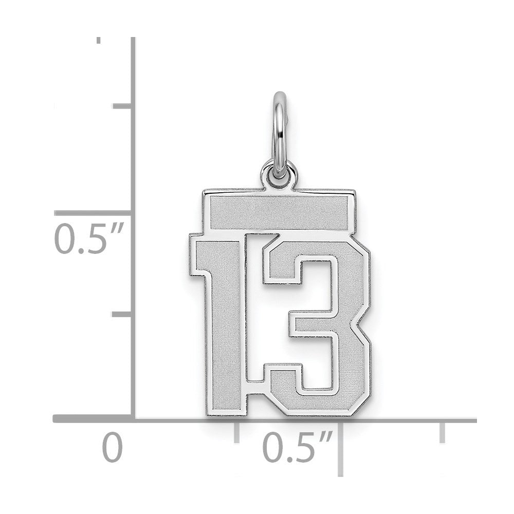 Sterling Silver/Rhodium-plated Satin Number 13 Charm