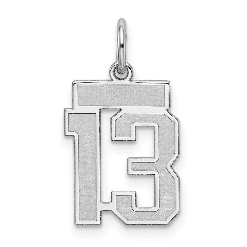 Sterling Silver/Rhodium-plated Satin Number 13 Charm