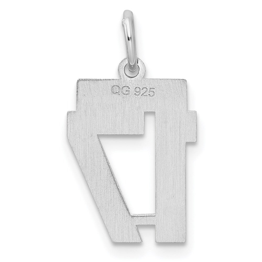 Sterling Silver/Rhodium-plated Satin Number 17 Charm