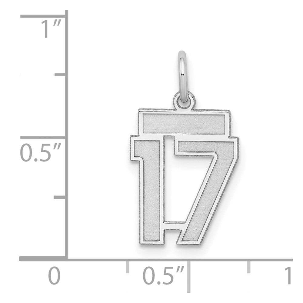 Sterling Silver/Rhodium-plated Satin Number 17 Charm