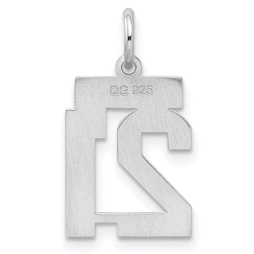 Sterling Silver/Rhodium-plated Satin Number 21 Charm