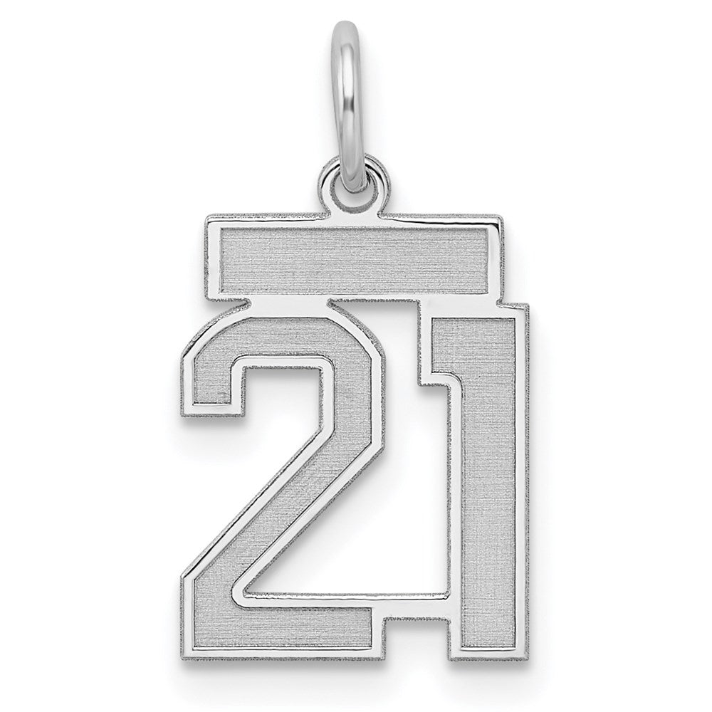 Sterling Silver/Rhodium-plated Satin Number 21 Charm