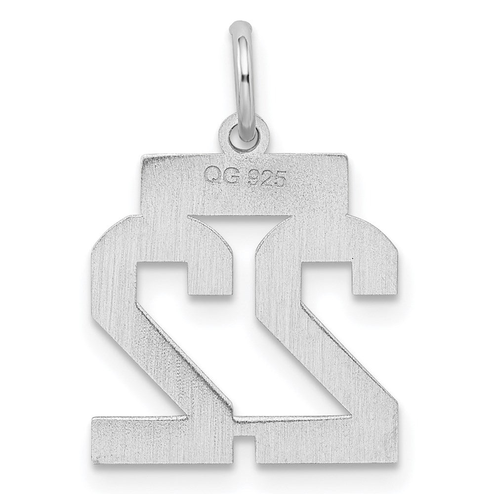 Sterling Silver/Rhodium-plated Satin Number 22 Charm