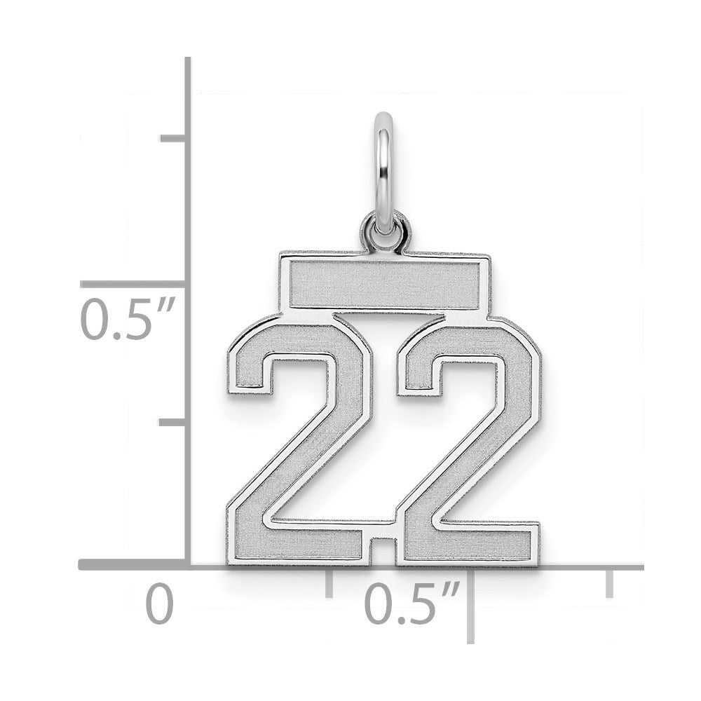 Sterling Silver/Rhodium-plated Satin Number 22 Charm