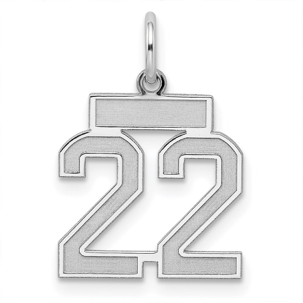 Sterling Silver/Rhodium-plated Satin Number 22 Charm