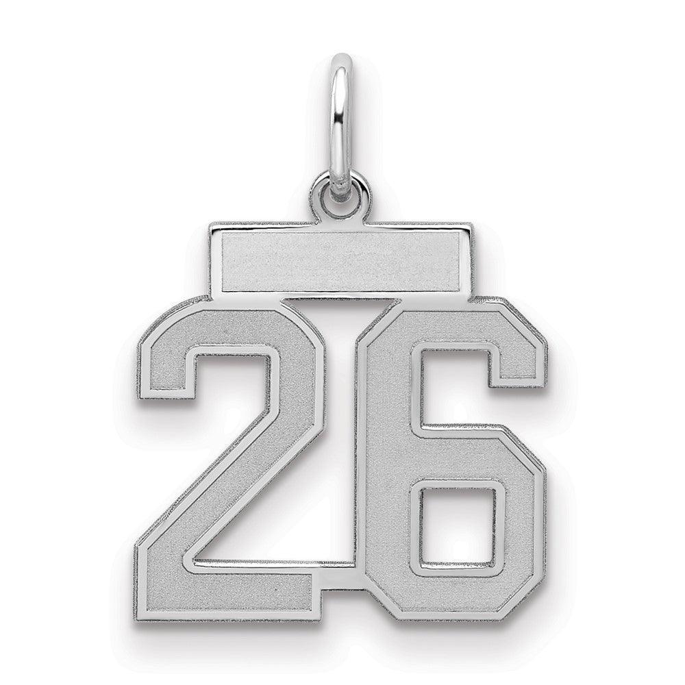 Sterling Silver/Rhodium-plated Satin Number 26 Charm