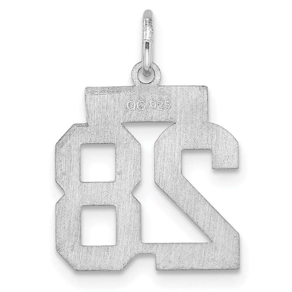 Sterling Silver/Rhodium-plated Satin Number 28 Charm