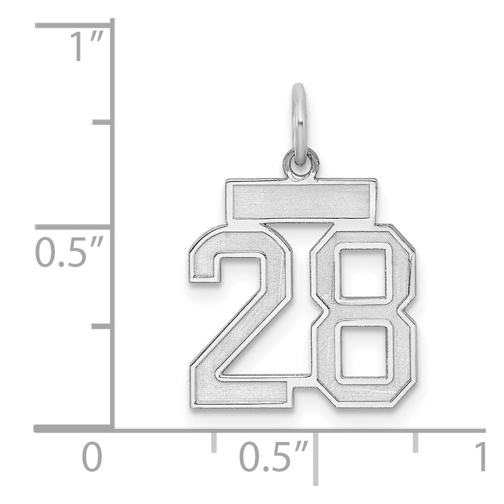 Sterling Silver/Rhodium-plated Satin Number 28 Charm