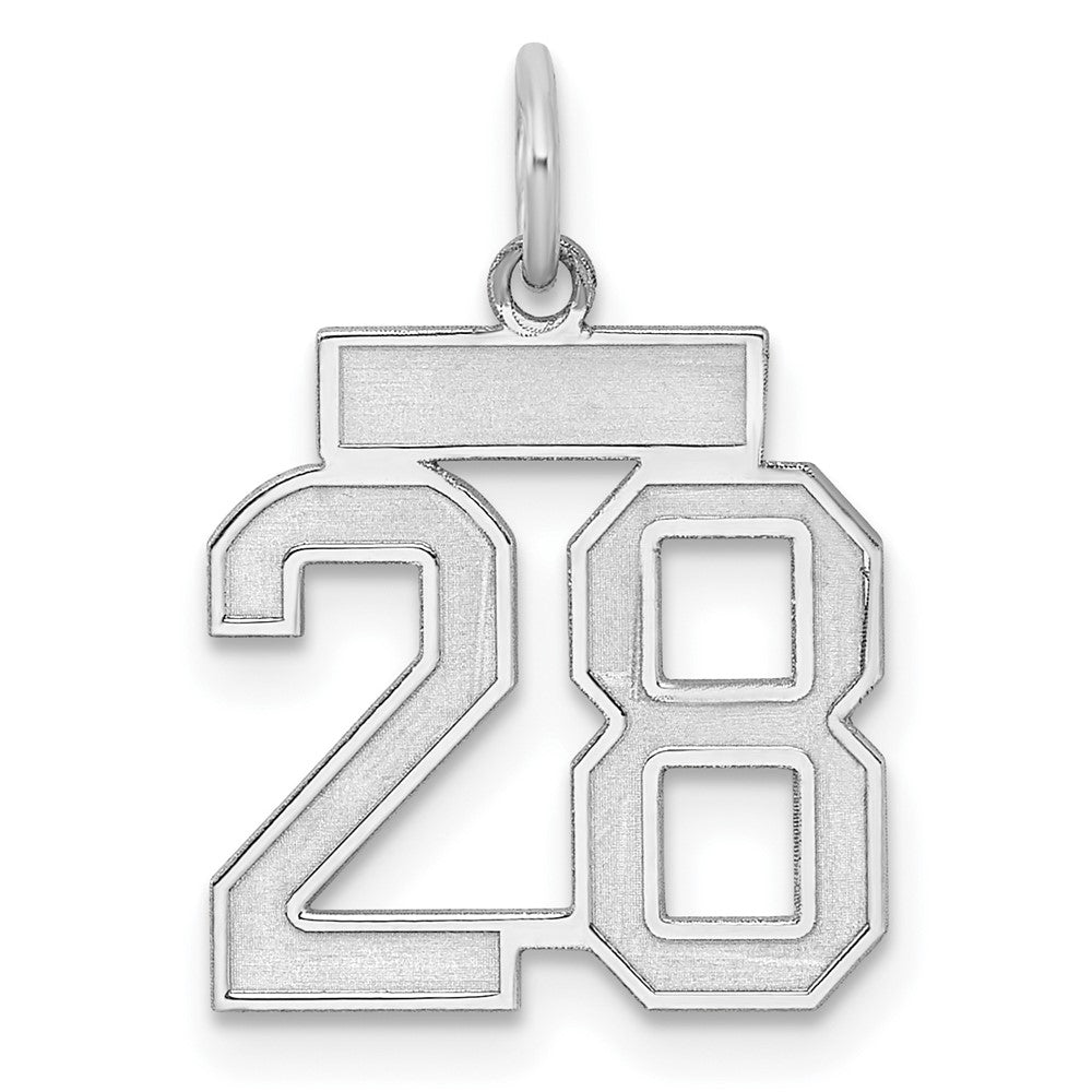 Sterling Silver/Rhodium-plated Satin Number 28 Charm