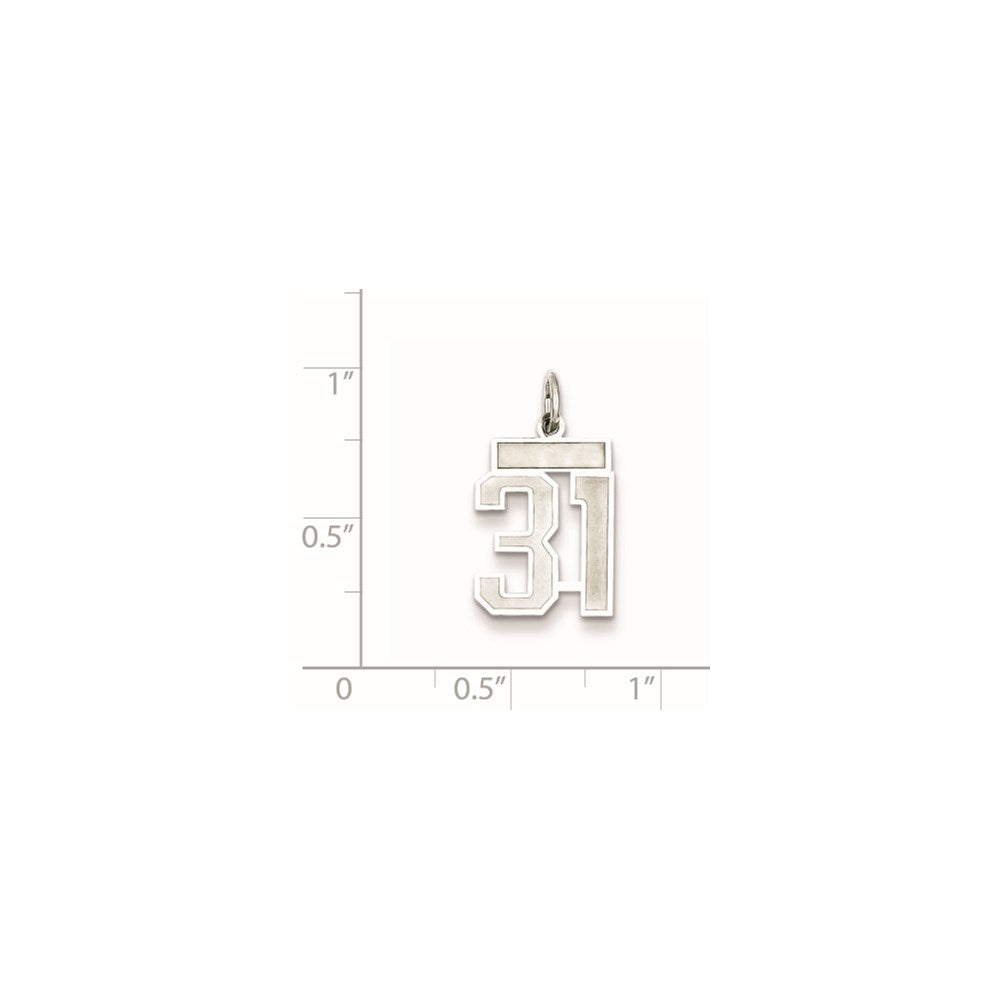 Sterling Silver/Rhodium-plated Satin Number 31 Charm