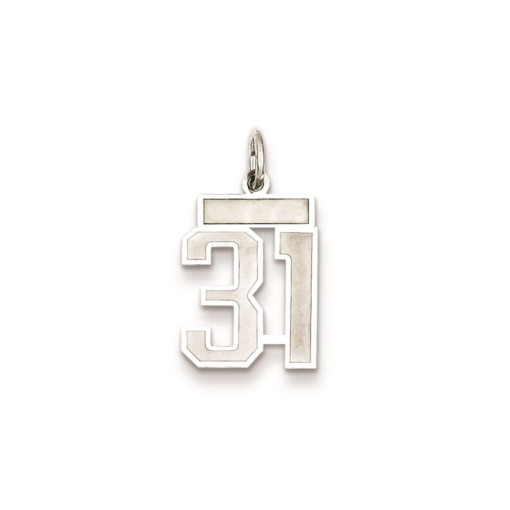 Sterling Silver/Rhodium-plated Satin Number 31 Charm