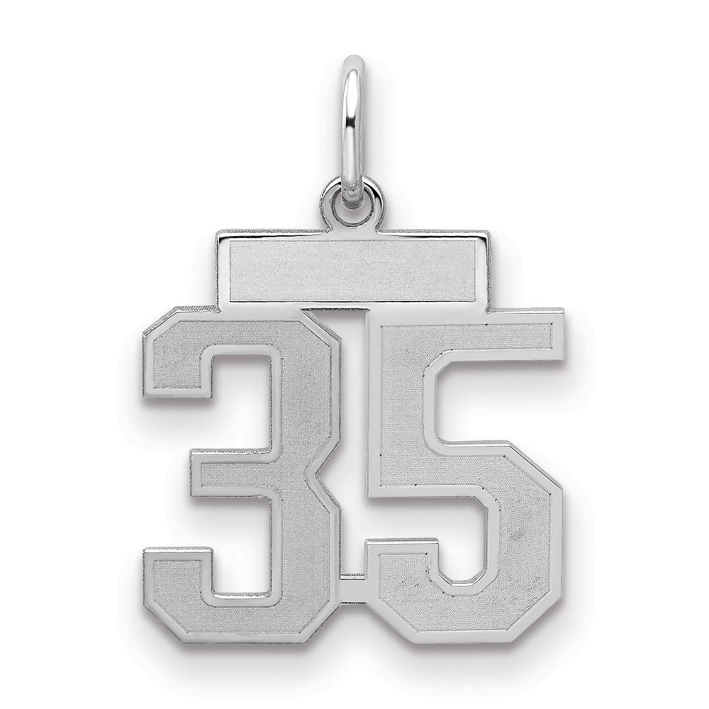 Sterling Silver/Rhodium-plated Satin Number 35 Charm