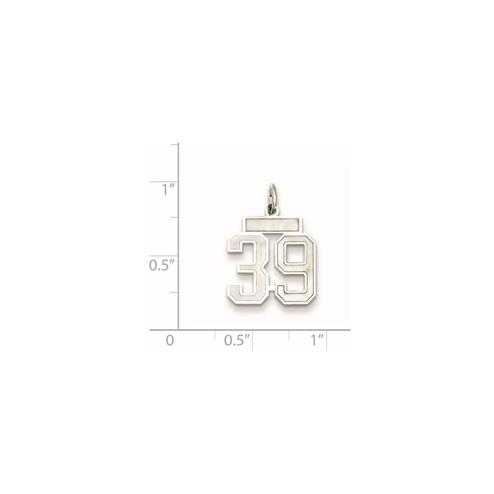 Sterling Silver/Rhodium-plated Satin Number 39 Charm