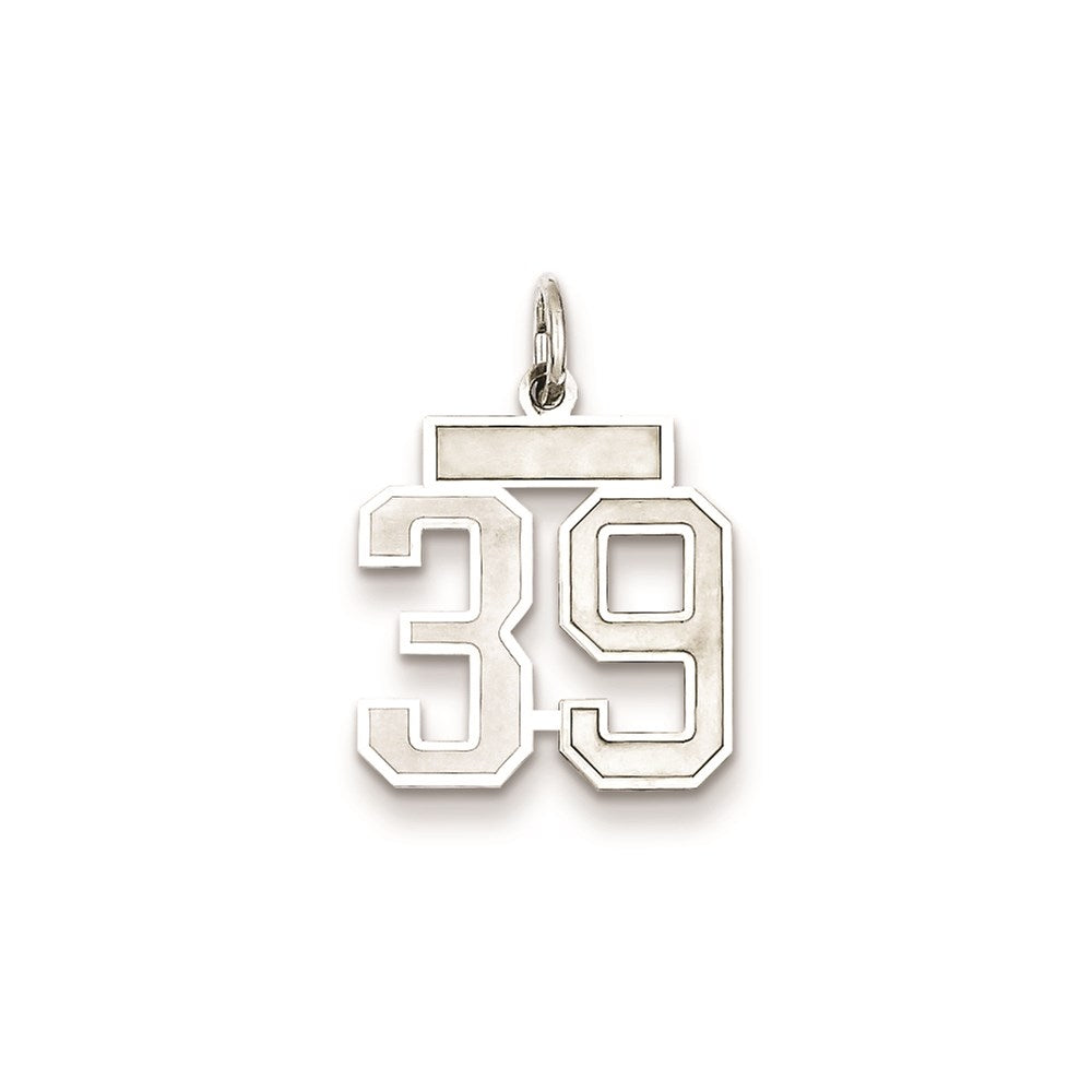 Sterling Silver/Rhodium-plated Satin Number 39 Charm