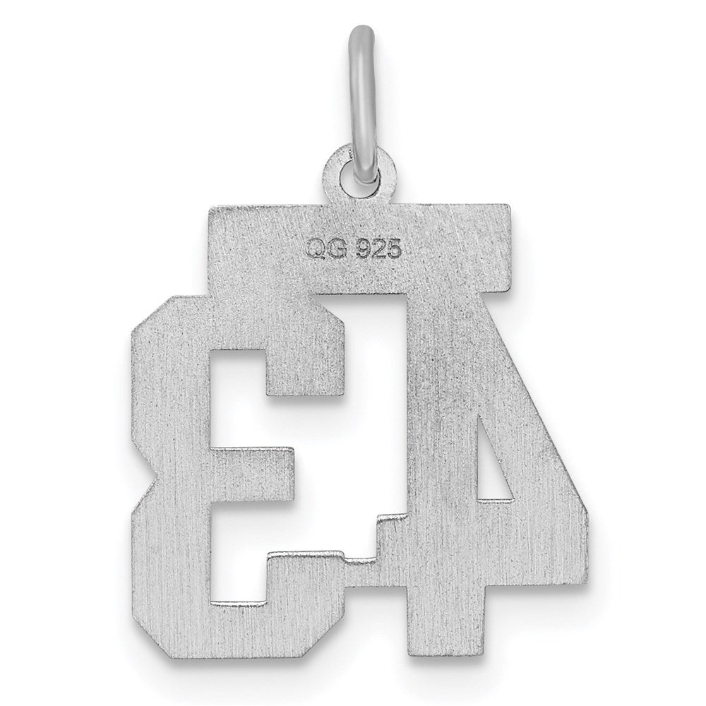 Sterling Silver/Rhodium-plated Satin Number 43 Charm