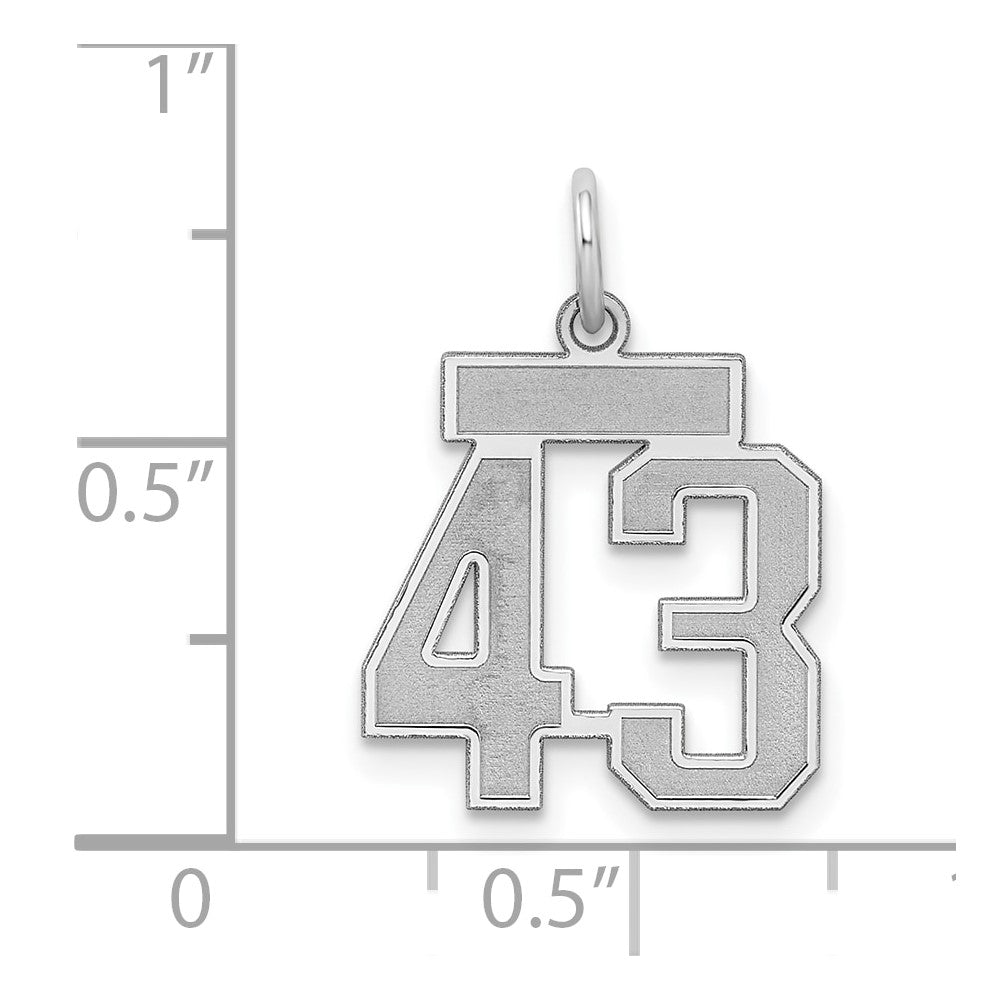 Sterling Silver/Rhodium-plated Satin Number 43 Charm