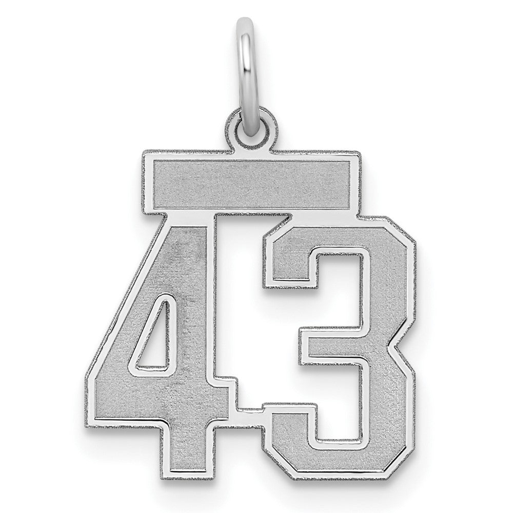 Sterling Silver/Rhodium-plated Satin Number 43 Charm