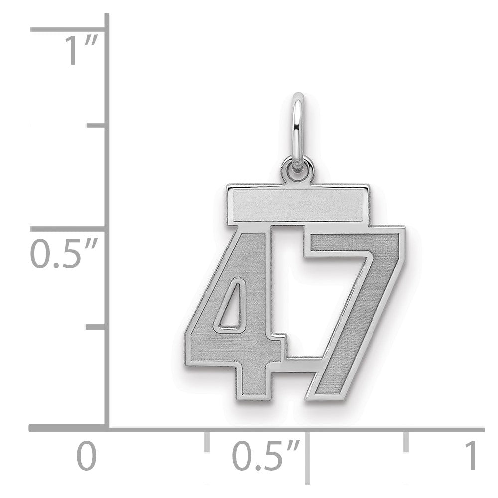 Sterling Silver/Rhodium-plated Satin Number 47 Charm