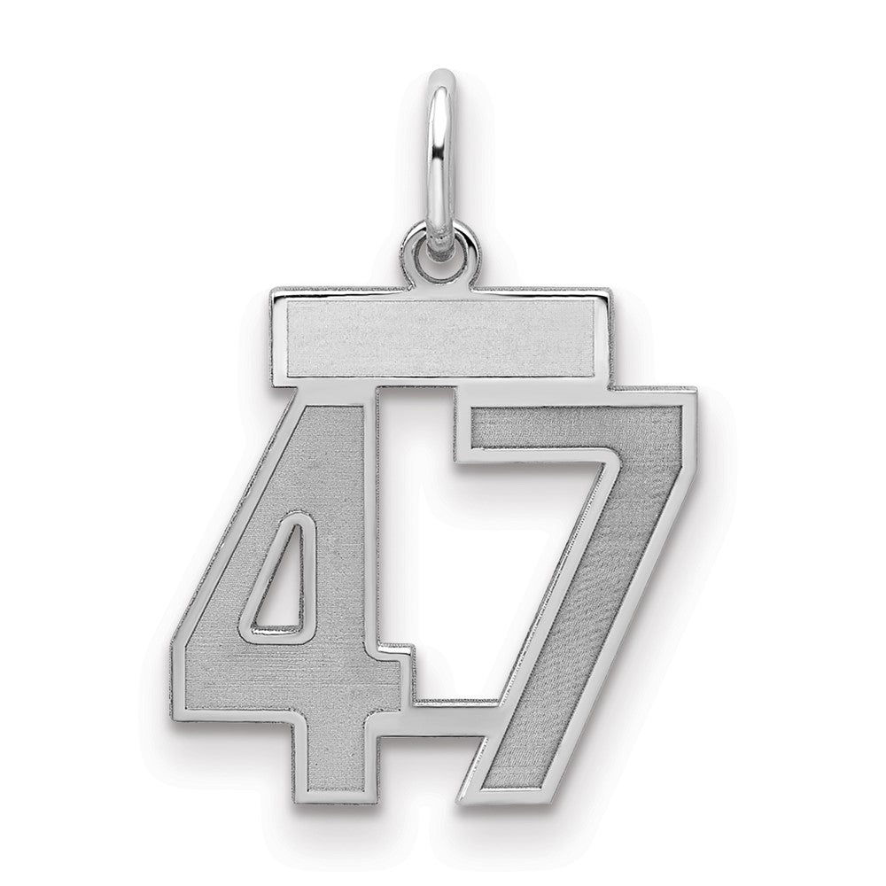 Sterling Silver/Rhodium-plated Satin Number 47 Charm