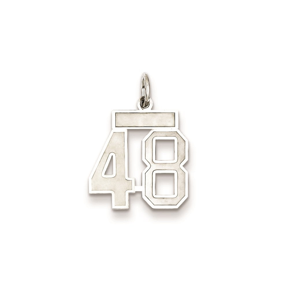 Sterling Silver/Rhodium-plated Satin Number 48 Charm