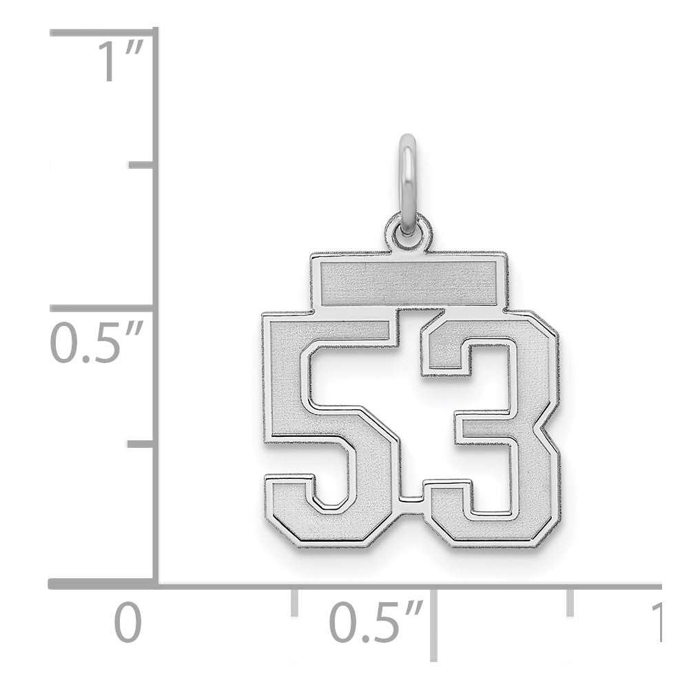 Sterling Silver/Rhodium-plated Satin Number 53 Charm