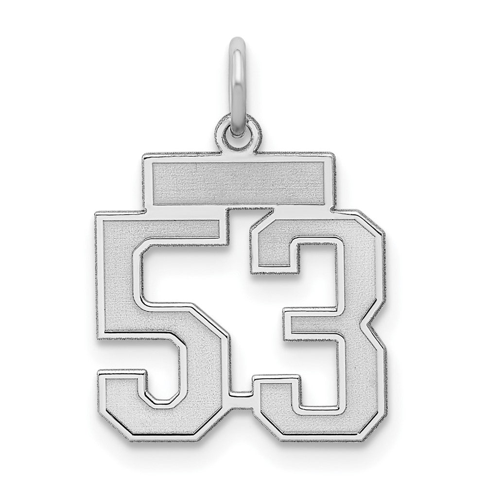 Sterling Silver/Rhodium-plated Satin Number 53 Charm