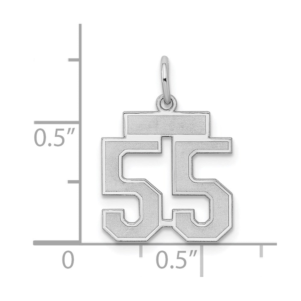 Sterling Silver/Rhodium-plated Satin Number 55 Charm