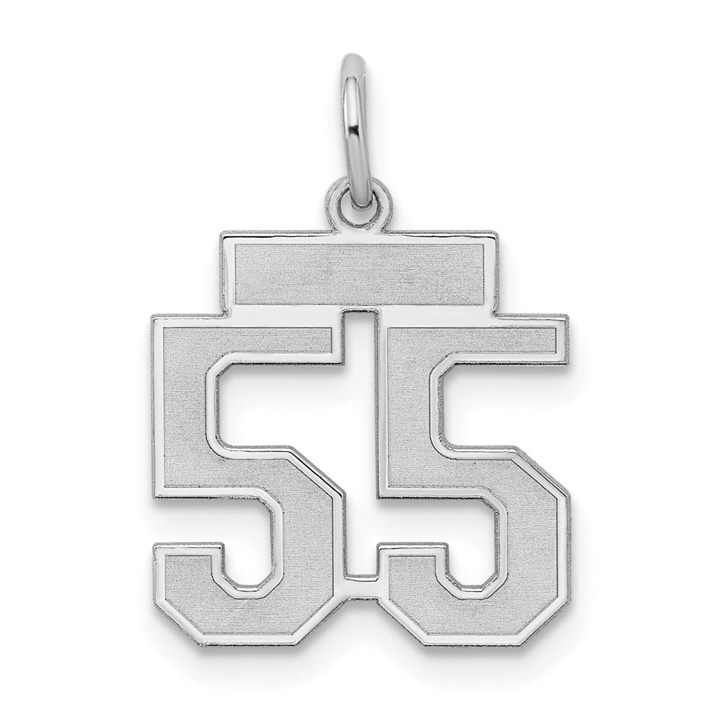 Sterling Silver/Rhodium-plated Satin Number 55 Charm