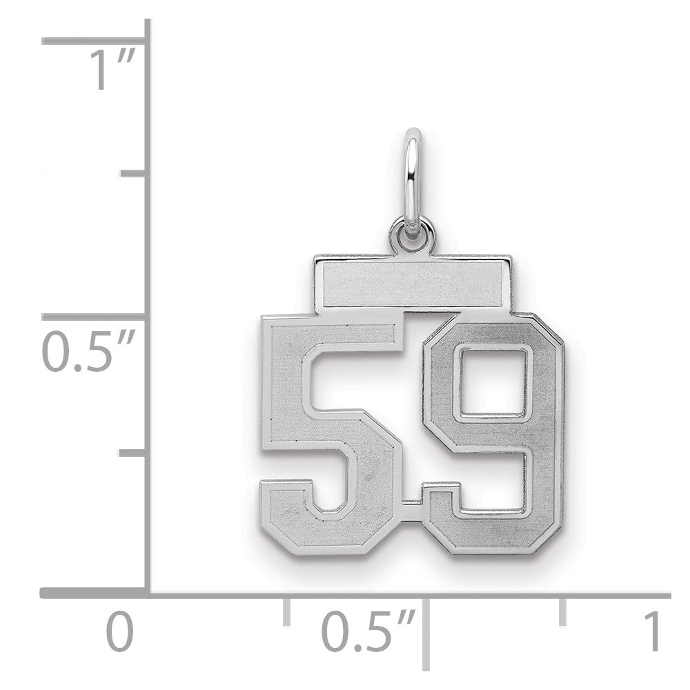 Sterling Silver/Rhodium-plated Satin Number 59 Charm