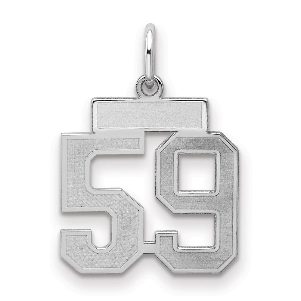 Sterling Silver/Rhodium-plated Satin Number 59 Charm