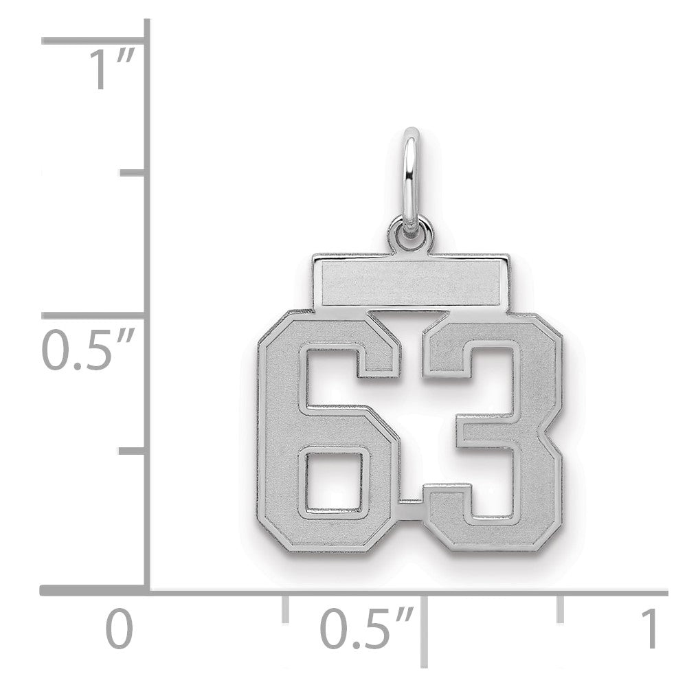 Sterling Silver/Rhodium-plated Satin Number 63 Charm