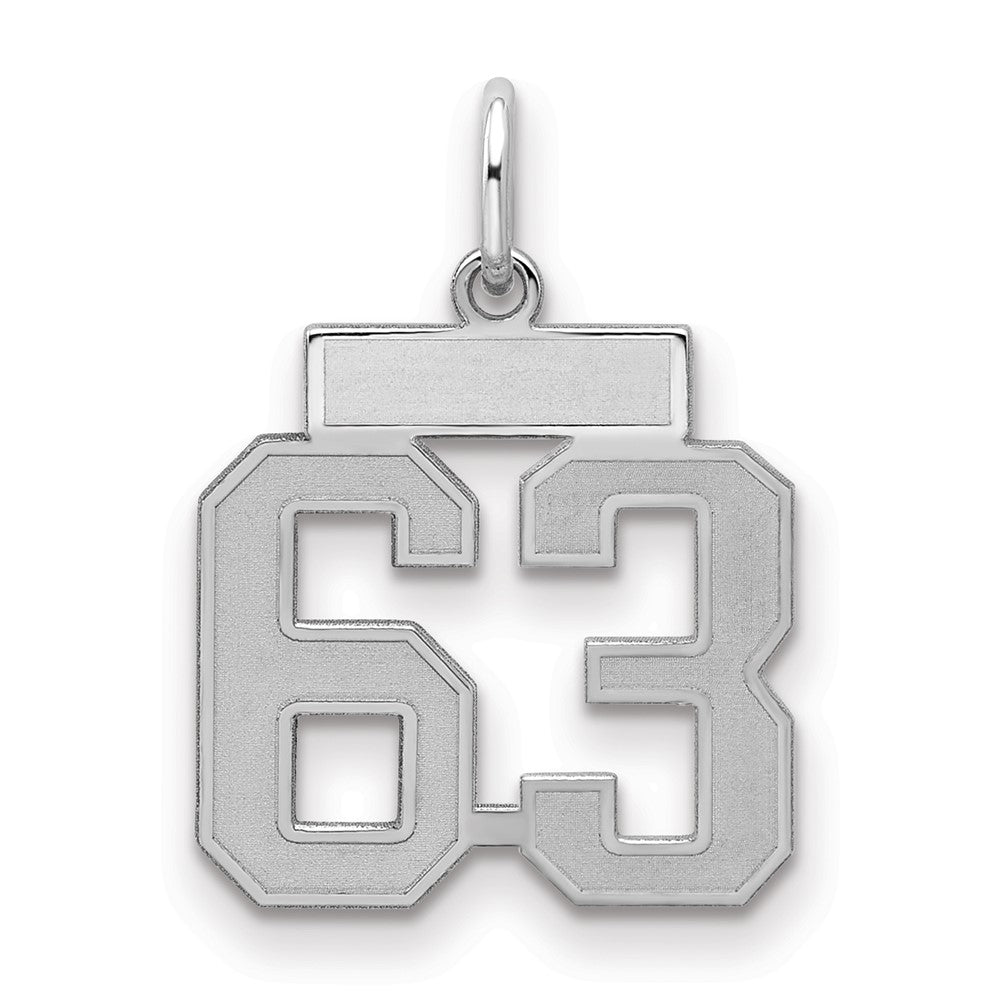 Sterling Silver/Rhodium-plated Satin Number 63 Charm