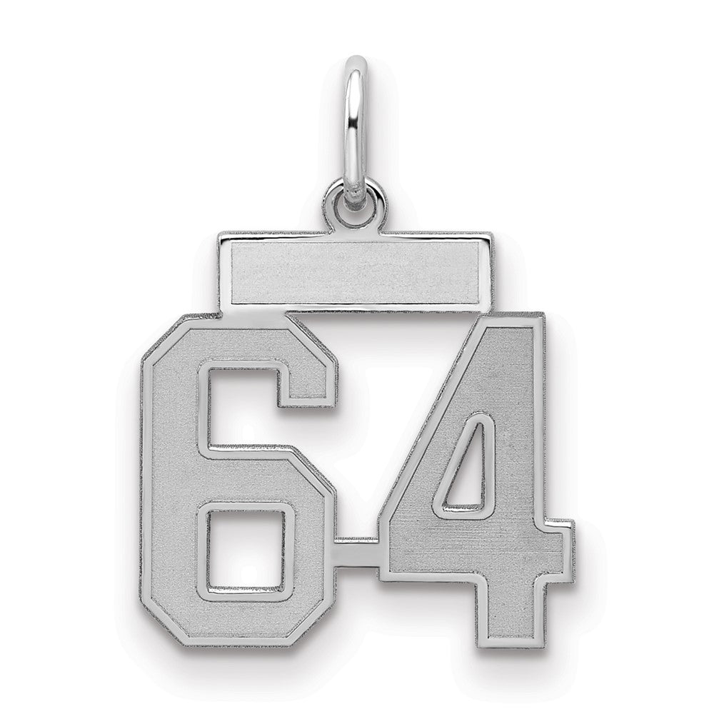 Sterling Silver/Rhodium-plated Satin Number 64 Charm