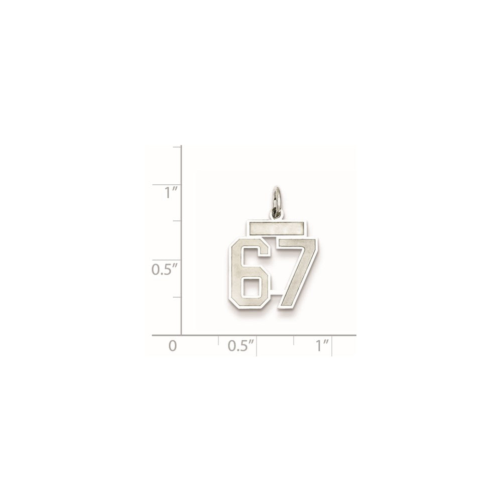 Sterling Silver/Rhodium-plated Satin Number 67 Charm