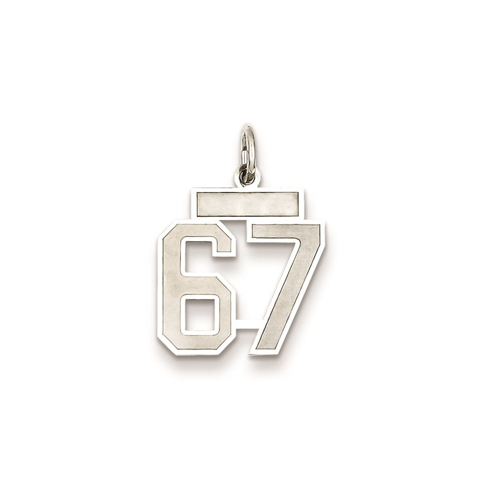 Sterling Silver/Rhodium-plated Satin Number 67 Charm