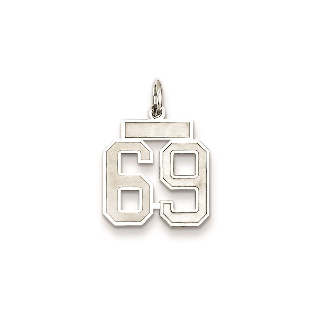 Sterling Silver/Rhodium-plated Satin Number 69 Charm