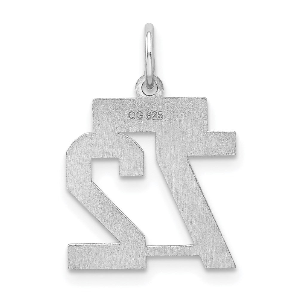 Sterling Silver/Rhodium-plated Satin Number 72 Charm