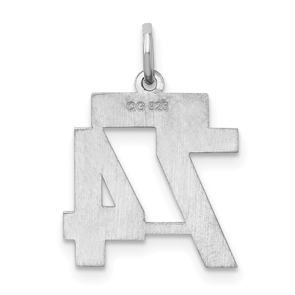 Sterling Silver/Rhodium-plated Satin Number 74 Charm